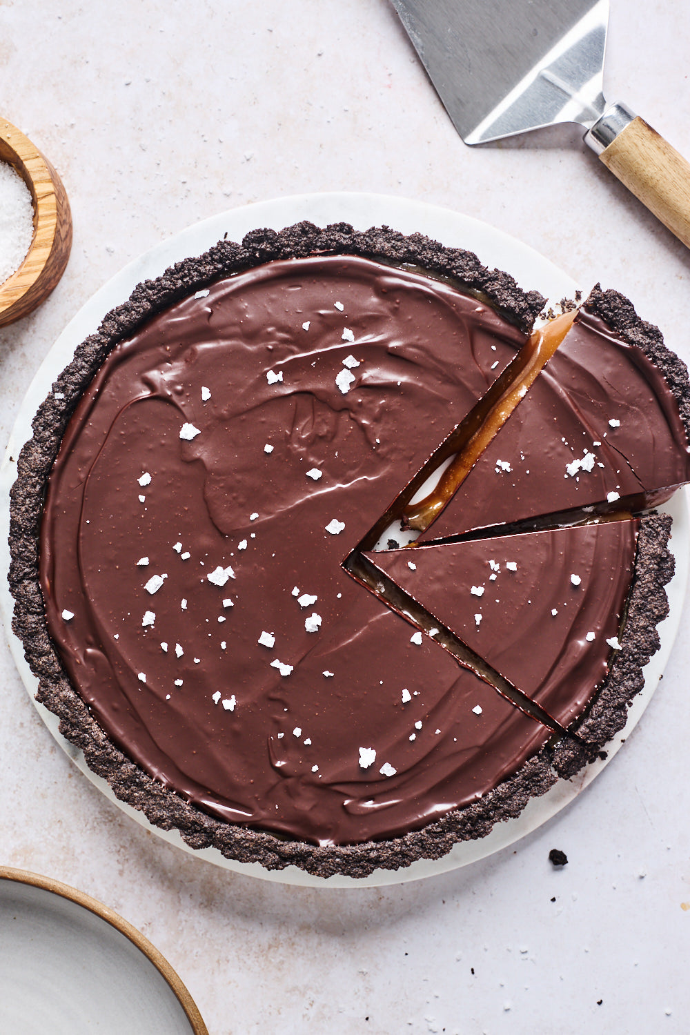 Salted Dark Chocolate Caramel Pie
