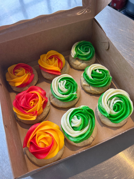 Superbowl Themed Buttercream Frosted Cookies